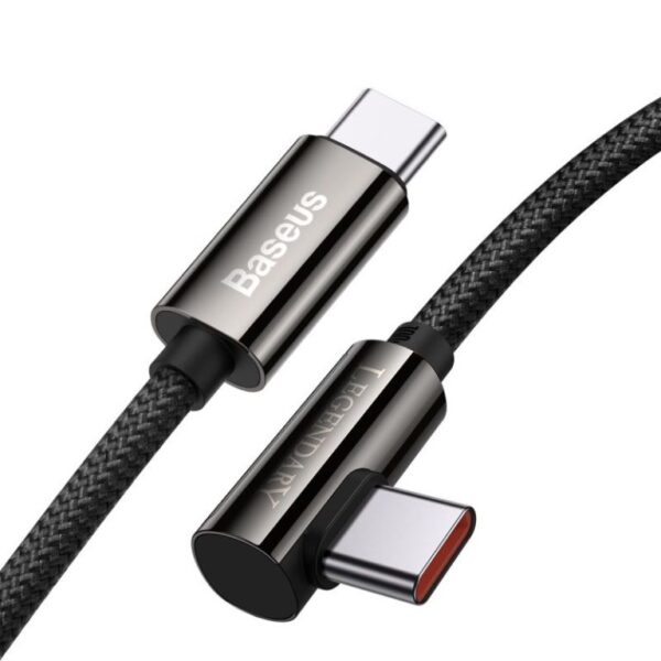 Baseus 1m Type-C to Type-C 100W Legend Series Elbow Fast Charging Data Cable - Black - Image 2