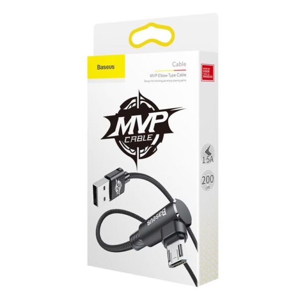 Baseus 2m USB to Micro USB MVP Elbow Type Cable 1.5A - Black - Image 9