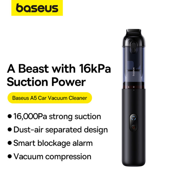 Baseus A5 16000Pa Car Vacuum Cleaner Cluster Black - 6M - Image 11