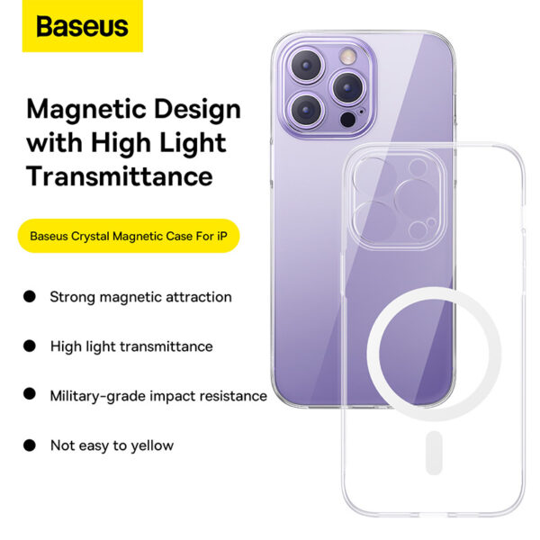 Baseus iP13 Pro 6.1 inch Crystal Magnetic Phone Case with Full Coverage Tempered Glass - Image 9