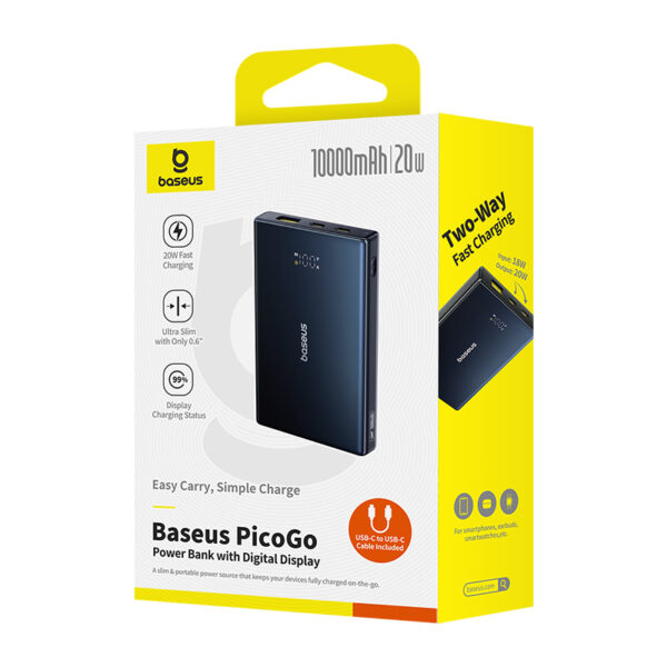 Baseus 10000mAh 20W PicoGo Power Bank with Digital Display - Cosmic Black BaseusColombo