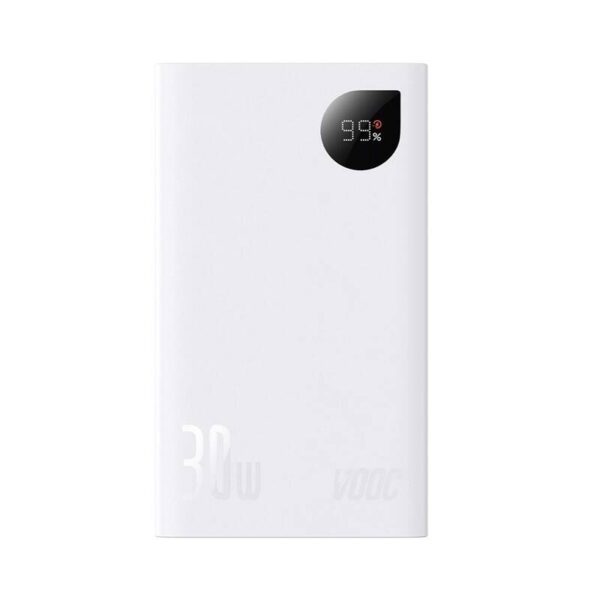 Baseus 20000mAh 30W Adaman2 VOOC Edition Digital Display Fast Charge Power Bank - White - 6M Baseus Colombo