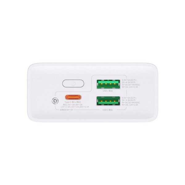 Baseus 20000mAh 30W Adaman2 VOOC Edition Digital Display Fast Charge Power Bank - White - 6M Baseus Colombo