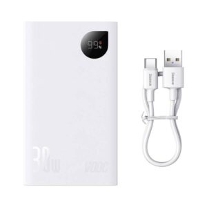 Baseus 20000mAh 30W Adaman2 VOOC Edition Digital Display Fast Charge Power Bank - White - 6M Baseus Colombo