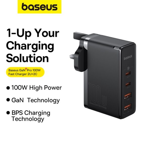 Baseus GaN5 Pro 100W Fast Charger 2C+2U UK Pin - 6M - Image 12