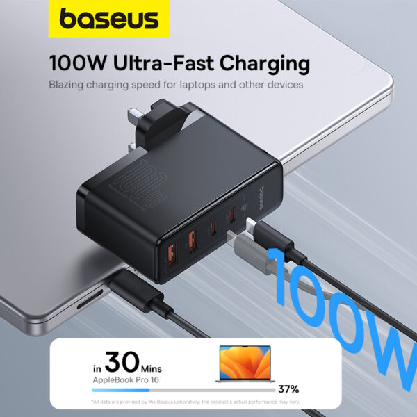 Baseus GaN5 Pro 100W Fast Charger 2C+2U UK Pin - 6M - Image 16