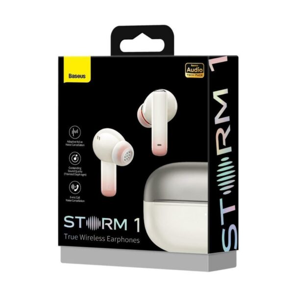 Baseus Storm 1 ANC True Wireless Earphones - White - 6M-baseuscolombo