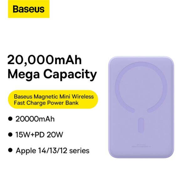 Baseus 20000mAh 20W Magnetic Mini Wireless Fast Charge Power Bank - Image 2