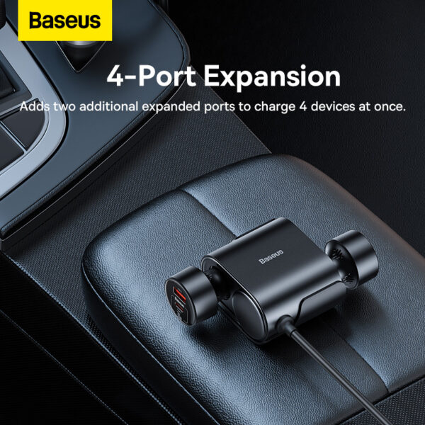 Baseus 30W High Efficiency Pro 1- for -2 Car Cigarette Lighter  Cosmic Black - C00455300121-00 - Image 8