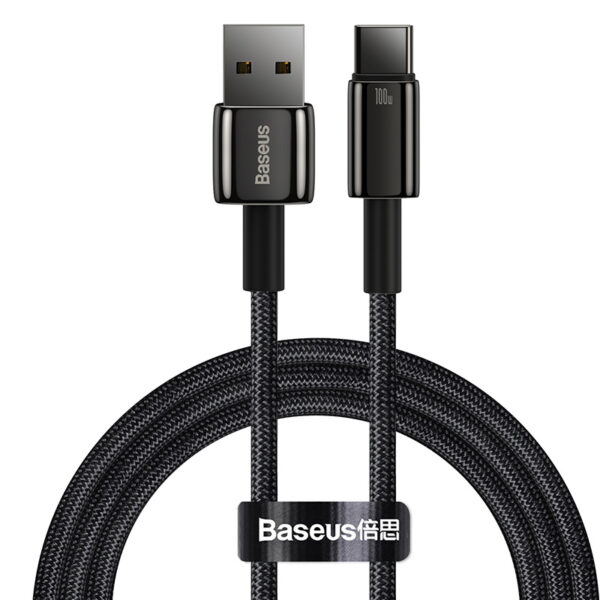 Baseus Tungsten Gold 1m 100W Fast Charging Data Cable USB to Type-C  Black - CAWJ000001 - 6 months Warranty