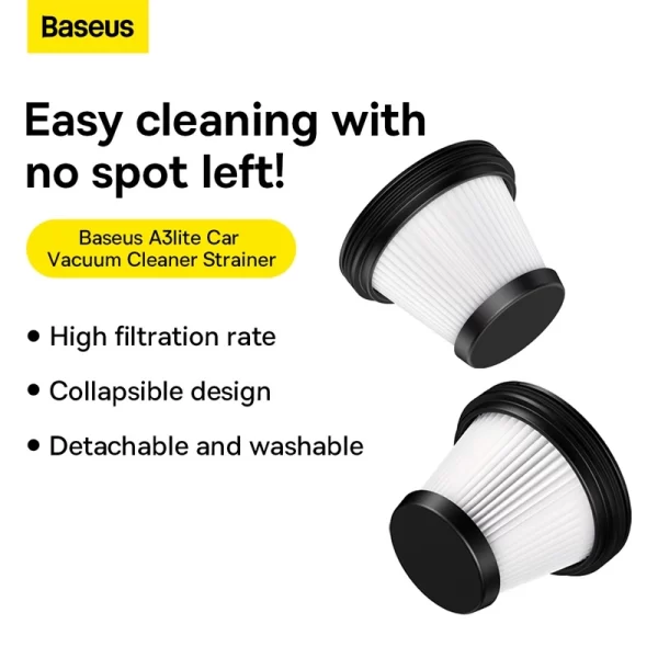 Baseus A3lite Car vacuum Cleaner strainer（2PCS）Black Baseuscolombo