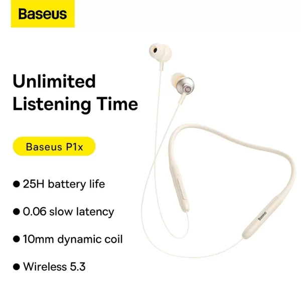 Baseus Bowie P1x In-ear Neckband Wireless Earphones Creamy-white Baseuscolombo