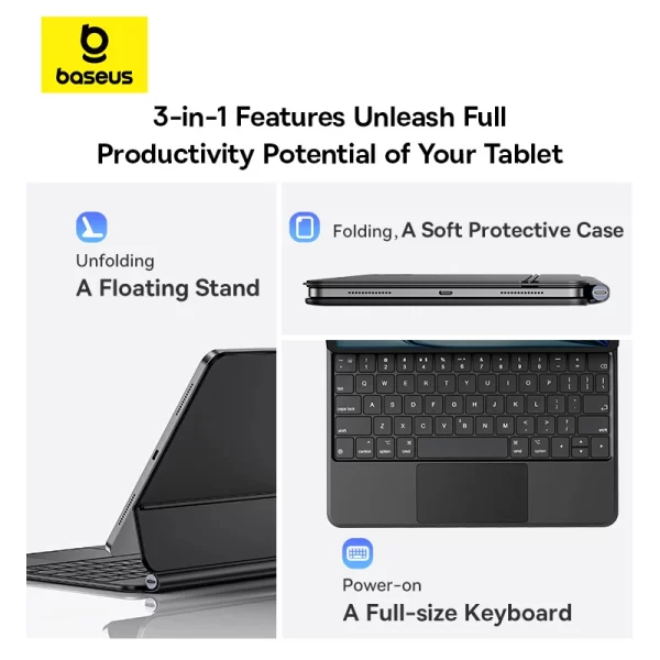 Baseus Brilliance Series 2 Original Keyboard Case for Pad Pro 11 Cluster Black Baseuscolombo