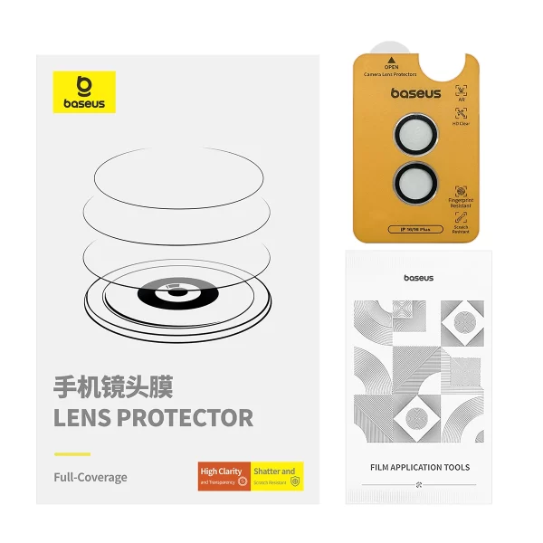 Baseus Corning Series Glare-Repelling HD Lens Protector for iP 1616 Plus, Clear Baseuscolombo