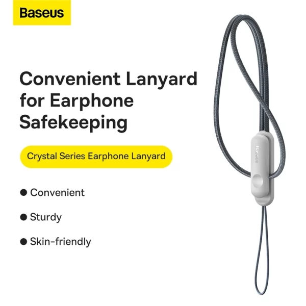 Baseus Crystal Series Earphone Lanyard Gray Baseuscolombo