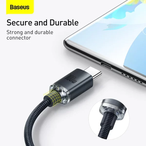 Baseus Crystal Shine Series Fast Charging Data Cable USB to Type-C 100W 1.2m Black Baseuscolombo