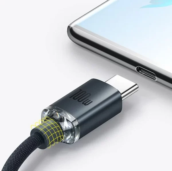 Baseus Crystal Shine Series Fast Charging Data Cable USB to Type-C 100W 1.2m Black Baseuscolombo