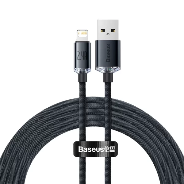 Baseus Crystal Shine Series Fast Charging Data Cable USB to iP 2.4A 2m Black Baseuscolombo