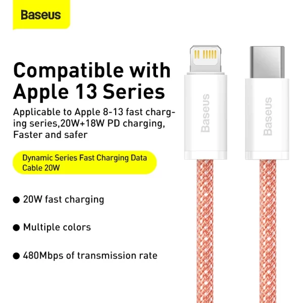 Baseus Dynamic Series Fast Charging Data Cable Type-C to iP 20W 1m Orange Baseuscolombo