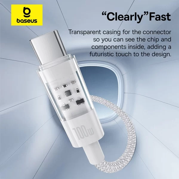 Baseus Gem Fast-Charging Data Cable USB to USB-C 100W 1m Moon White Baseuscolombo