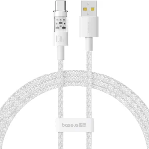 Baseus Gem Fast-Charging Data Cable USB to USB-C 100W 1m Moon White Baseuscolombo