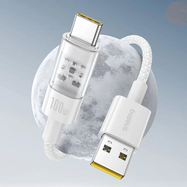 Baseus Gem Fast-Charging Data Cable USB to USB-C 100W 1m Moon White Baseuscolombo