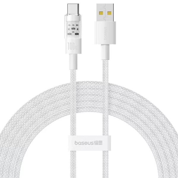 Baseus Gem Fast-Charging Data Cable USB to USB-C 100W 2m Moon White Baseuscolombo