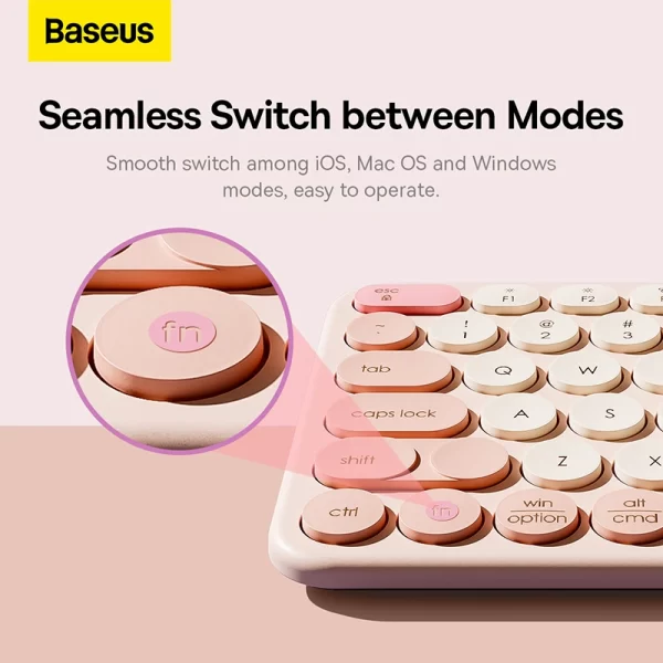 Baseus K01A Wireless Tri-Mode Keyboard Baby Pink Baseuscolombo