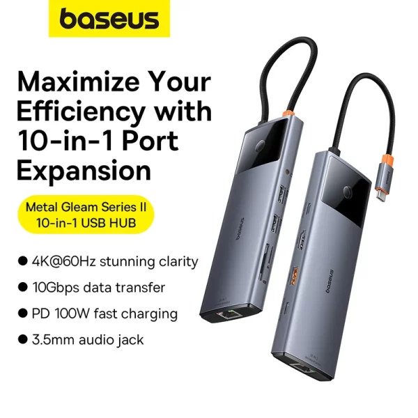 Baseus Metal Gleam Series II 10-in-1 USB HUB Space Grey Baseuscolombo