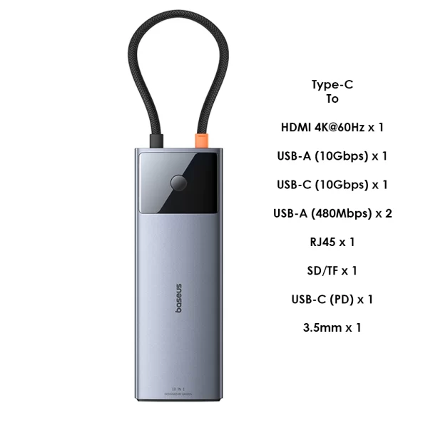 Baseus Metal Gleam Series II 10-in-1 USB HUB Space Grey Baseuscolombo