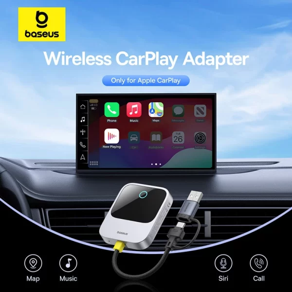 Baseus SafeJourney Series Wireless CarPlay Adapter Space Grey Baseuscolombo