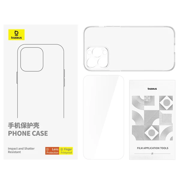 Baseus Schott Series Phone Case for iP 14 Pro Max, Clear (With tempered-glass screen protector and cleaning kit) Baseuscolombo