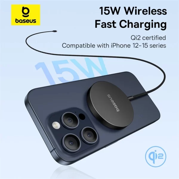 Baseus Simple Mini4 Air Magnetic Wireless Charger Qi2 15W Cluster Black Baseuscolombo