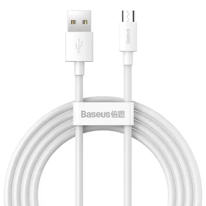 Baseus Simple Wisdom Data Cable Kit USB to Micro 2.1A (2PCSSet）1.5m White Baseuscolombo