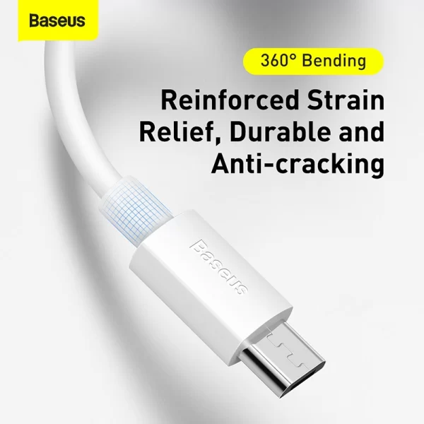 Baseus Simple Wisdom Data Cable Kit USB to Micro 2.1A (2PCSSet）1.5m White Baseuscolombo