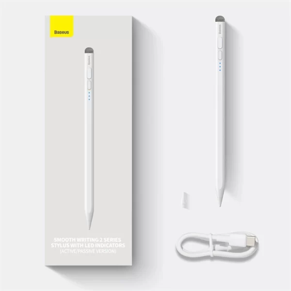 Baseus Smooth Writing 2 Series Stylus with LED Indicators, White Baseuscolombo