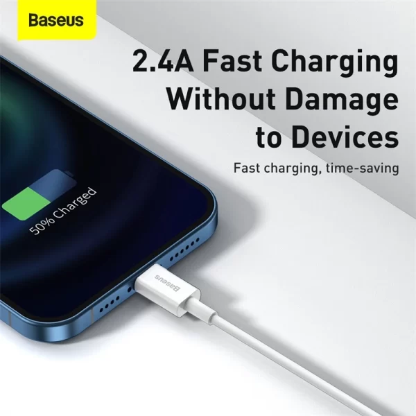 Baseus Superior Series Fast Charging Data Cable USB to iP 2.4A 0.25m White Baseuscolombo