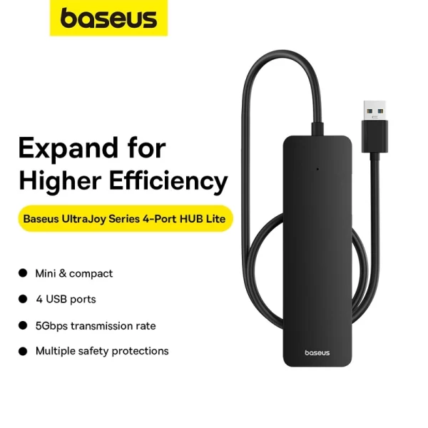 Baseus UltraJoy Series 4 Port HUB Lite 50cm Cluster Black USBA to USB3.0 4 Baseuscolombo