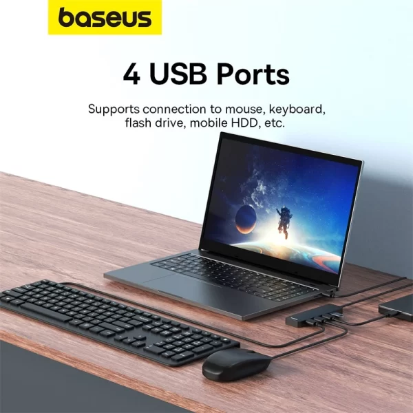 Baseus UltraJoy Series 4 Port HUB Lite 50cm Cluster Black USBA to USB3.0 4 Baseuscolombo