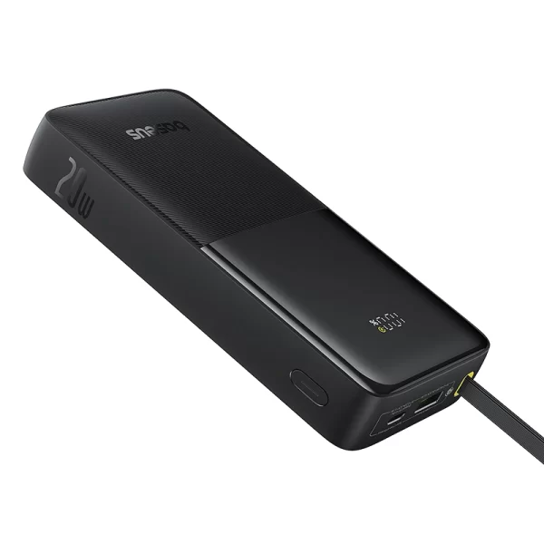 OS-Baseus Bipow 2 Digital Display Power Bank With Built-in USB-C Cable 20000mah 20W Cluster Black Baseuscolombo