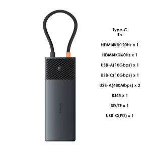 OS-Baseus Metal Gleam Series II 10-in-1 USB HUB Cosmic Black Baseuscolombo