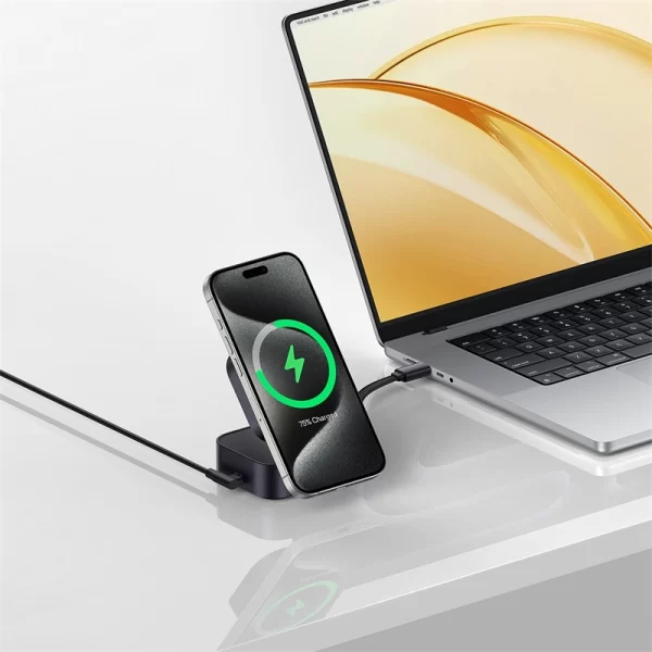 OS-Baseus PicoGo Series 2-in-1 Magnetic Wireless Charger Qi2 67W Cosmic Black (USB-C to USB-C 100W Cable Included) Baseuscolombo