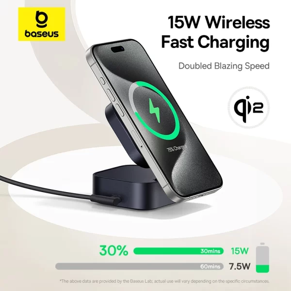 OS-Baseus PicoGo Series 2-in-1 Magnetic Wireless Charger Qi2 67W Cosmic Black (USB-C to USB-C 100W Cable Included) Baseuscolombo