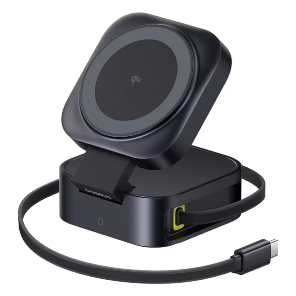 OS-Baseus PicoGo Series 2-in-1 Magnetic Wireless Charger Qi2 67W Cosmic Black (USB-C to USB-C 100W Cable Included) Baseuscolombo