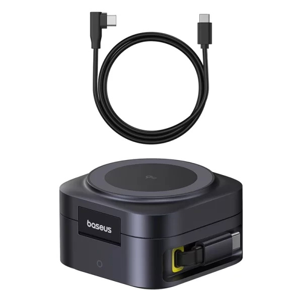 OS-Baseus PicoGo Series 2-in-1 Magnetic Wireless Charger Qi2 67W Cosmic Black (USB-C to USB-C 100W Cable Included) Baseuscolombo