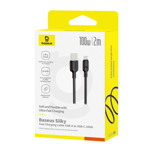 OS-Baseus Silky Series Fast Charging Cable USB to Type-C 100W 2m Cluster Black Baseuscolombo