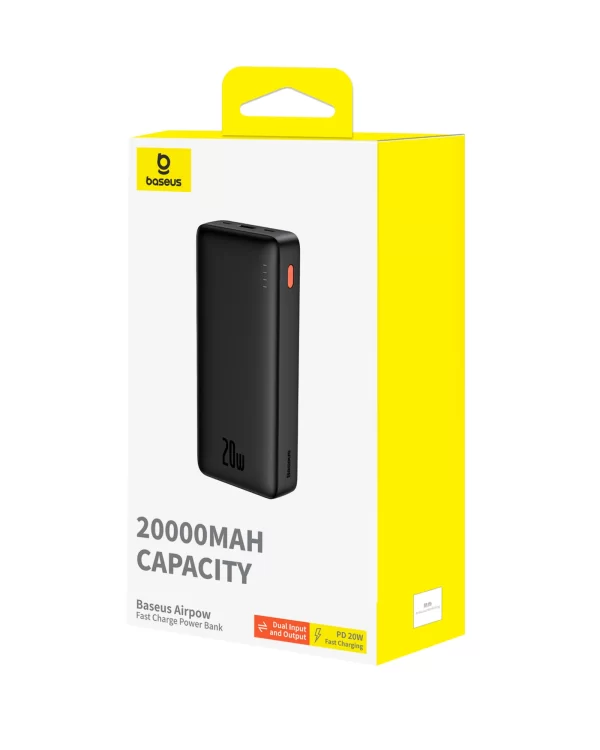 Baseus Airpow Fast Charge Power Bank 20000mAh 20W Cluster Black (With Simple Series Containing universal USB to Type-C 50cm Black） Baseuscolombo