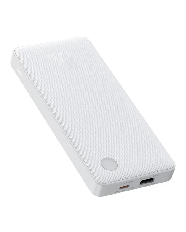 Baseus Airpow Lite Power Bank 10000mAh 15W Moon White (With Simple Series Data Cable USB to Type-C 30cm White) Baseuscolombo