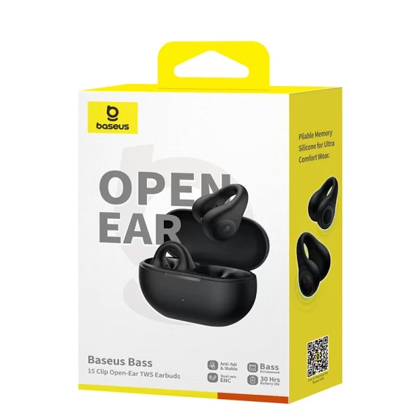 Baseus Bass 15 Clip Open-Ear True Wireless Earphones Cluster Black Baseuscolombo