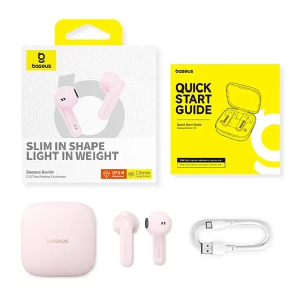 Baseus Bowie E16 True Wireless Earphones Baby Pink Baseuscolombo